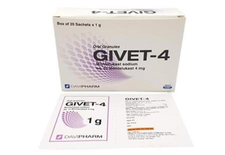 Thuốc GIVET-4 (Montelukast 4mg); trong Tải xuống APK HB88 Hoàn Trả Siêu Cao Hen phế quản và Viêm mũi dị ứng