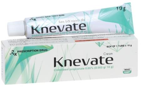 Thuốc KNEVATE (Clobetasol propionat);  & vảy nến, chàm dày sừng